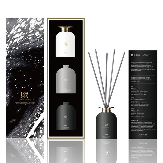 Reed Diffuser Gift Set – 3 × 45ml | White Tea, Blue Agave & Wild Neroli, Sea Salt & Sage | Fragrances | Relia Home