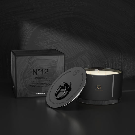 3 - Wick Aromatic Leather & Tobacco Leaf Scented Candle | Brillo Collection | | Relia Home