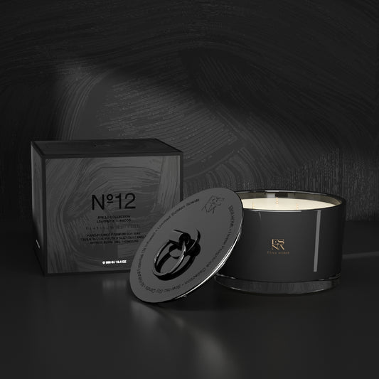 3-Wick Aromatic Leather & Tobacco Leaf Scented Candle | Brillo Collection