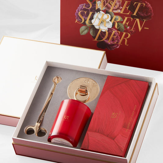 Luxury Scented Candle Set (Champagne & whipped Cream) I 22 - Momme Mulberry Silk Eye Mask | Candle Scissors Cutter | Gift Sets | Relia Home