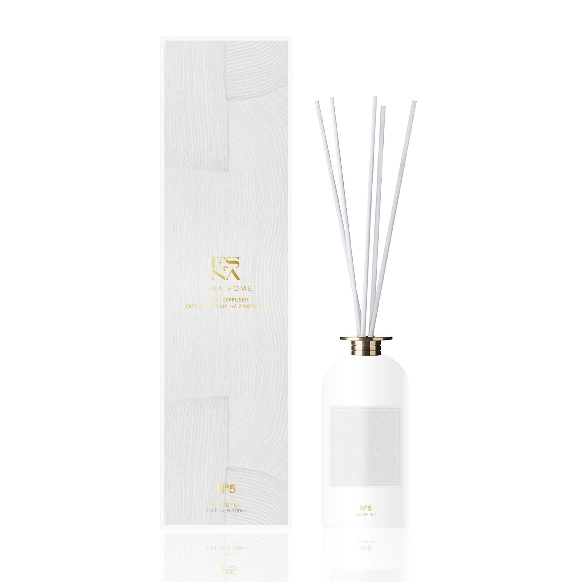 Premium Reed Diffuser – White Tea | 3.5 fl oz (100ml) Scented Oil Aroma Diffuser | Fragrances | Relia Home